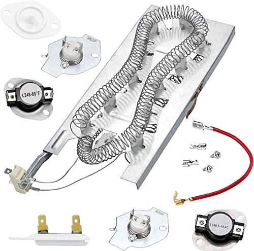 3387747 Élément chauffant de rechange pour sèche-linge Whirlpool avec kit de thermostat 279816, fusible thermique 279973 3392519 et thermistance 8577274. Pièce de rechange