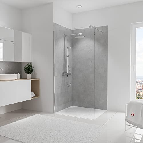 Schulte DecoDesign Set für Ecke, 2x Wandverkleidung, Motiv: Softtouch Stein Beton-Grau, Größe: 210 x 100 cm, Fliesenersatz, D1901021-2-F 881