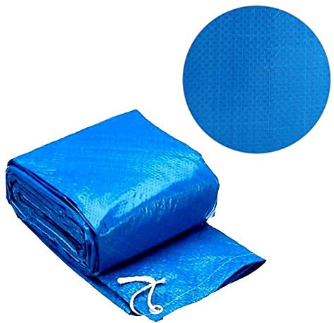 SGerste 6ft in Diameter Swimming Round Pool Cover with Rope Ties,Durable Tarpaulin Dustproof Rainproof Windproof for Round Above Ground Swimming Pool,Blue (13ft)