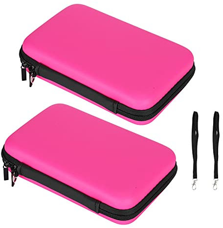 Agatige Sac Rigide de Protection 3DS, 2Pcs Sac de Rangement Portable Sacoche de Transport EVA Sac Rigide de Protection pour 3DSXL(Rose)