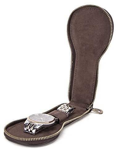 Hiram 1 reloj de cuero genuino caja de viaje rollo hecho a mano viaje almacenamiento reloj caja portátil joyería organizador