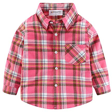 Mud Kingdom Camicia Elegante a Tunica in Flanella a Quadri per Grandi Ragazze Rosa Scuro 9-10 Anni