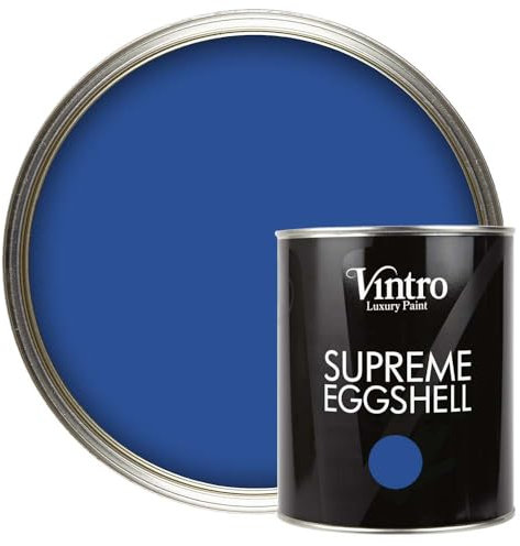 Vintro Paint | Cobalt Blue Eggshell Paint | for Walls | Wood | Trim | Satin Furniture Paint | 1 Litre (Cobalt - Blue)