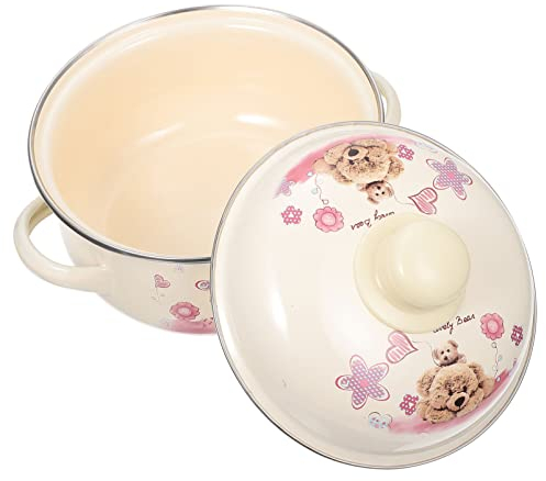 Cabilock Kochtopf Dolsot Emaille Topf Suppentopf Kochtopf Emaile Schüssel Mit Deckel Emaille Salatschale Chinesische Stil Retro Knetschüssel Mischschale für Kochen B?r Chinesischer Auflauf