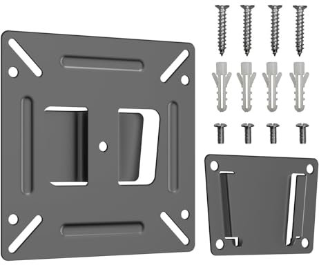 ASMXQY Monitor Wall Mount for Most 14-24 TVs, Universal Camper Small TV Wall Mount Bracket Fixed RV TV Mount Max Load 33lbs VESA up to 100x100mm 17 19 22 23 inch Low Profile Computer Monitor Mounts