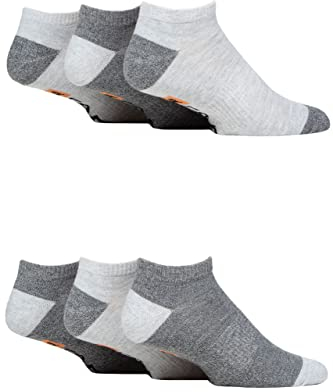 Farah Herren Plain, Gemustert und Streifend Trainersocken Packung 6 Ferse & Zehe Weiß/Grau 39-45