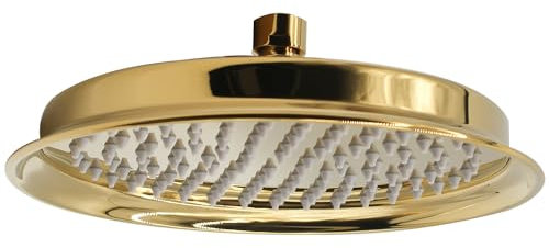 GETSHOWERSET Victorian Style 9 inch Round Fixed Rain Shower Head - Bright Gold, 304 Stainless Steel