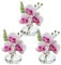 Briful Set di 3 orchidee artificiali in vaso di vetro, orchidee rosa, fiori finti in acqua finta, per decorazione, pianta artificiale per soggiorno, bagno, ufficio