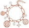 Lulu Jane Damen Ankerarmband Metall-Legierung roségold Glas weiß Stern Armband mit Kristallen