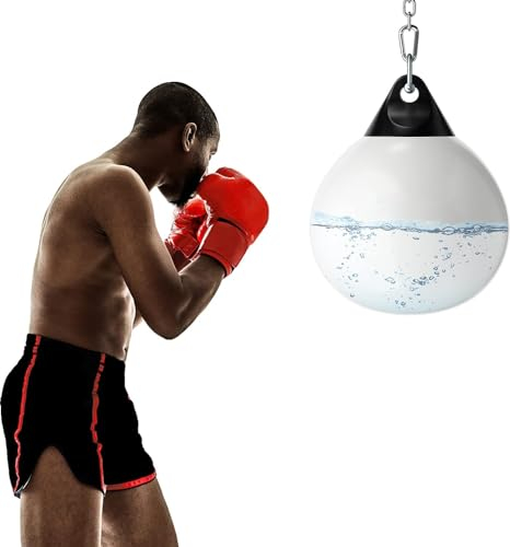 COSTWAY Ø45 cm Wasserboxsack, 50 kg Boxing Punching Bag mit Verstellbarer Metallkette, Sicherheitsschnallen & Wasserschlauch, Punchingsack für Erwachsene & Kinder (Weiß)
