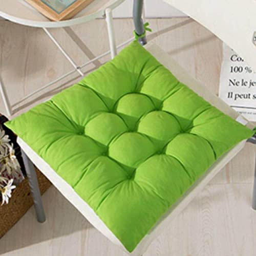 Seat Pad Dining Room Garden Kitchen Chair Seat Cushions Tie On Plain (Lime Green, 6)