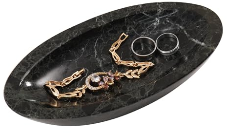 Radicaln Organiseur de bijoux en marbre avec onyx (noir) 17,8 x 8,9 cm, fait à la main, accessoires de bureau, support de bracelet, plateau à bijoux, porte-clés