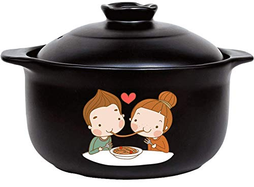 Korean Bibimbap Pot, Ceramic Lid Saucepan with Lid, Clay Pot Clay Pot Onion Soup Pot Black Soup Pot 3.17Quart Soup Pot