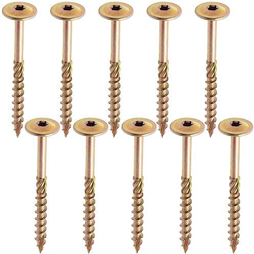 AERZETIX - C67507 - Lot de 10 Vis à bois Ø8x100mm à tête large bombée - à empreinte étoile Т40 - en acier zingué - menuiserie, contreplaqués, agglomérés, mélaminés