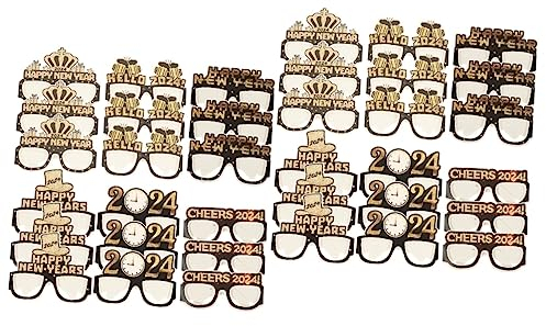 Abaodam 36 Stück 2024 Neujahrsbrille 2024 Bunte Gläser 2024 Brillen Neujahr 2024 Fotoautomaten-requisiten Party-brillengestelle Neue Partybrille Lustige Brille Kind Blitz Papier Zubehör