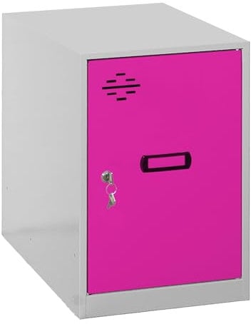 Simon Rack Simonlocker Kommode, klein, 475 x 400 x 500 mm, Amario aus Metall, inkl. Schlüssel, Grau/Rosa