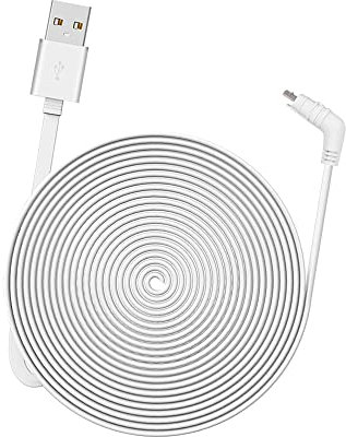 6M/20ft Charging Power Cable Fits for Arlo Pro,Arlo Pro 2,Arlo GO Weatherproof Indoor/Outdoor Flat Cable Aluminium Alloy Micro USB Cable Charging/Power Cord without Plug,1 Pack (White) Maiju