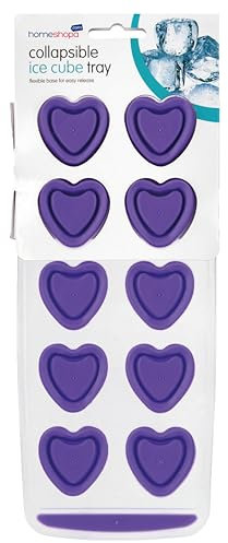 HOMESHOPA Ice Cube Tray 2 Pack, 10 Heart Cubes, Easy-Release Pop Out Flexible Silicone Reusable Ice Mold, BPA Free & Save Freezer Space, Removable Ice Cube for Whisky Cocktails Beer Drinks, Purple