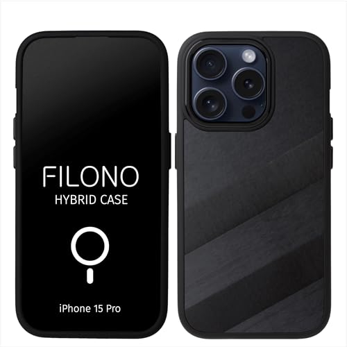 FILONO Carbon Hülle für iPhone 15 Pro | dünn | Made in Germany | mit Kamera-Schutz, Magnet-fixierbar | Hybrid Case