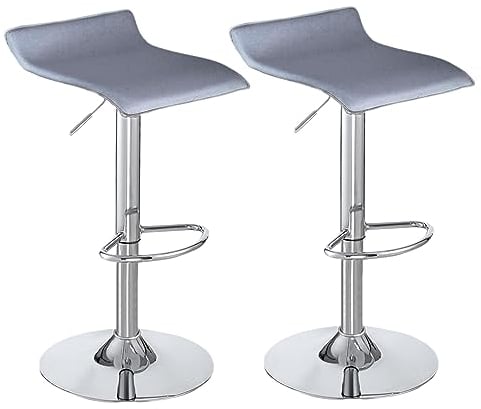 Panana Barhocker 2er Set Barstuhl aus Kunstleder Tresenhocker Bistrohocker Hocker, höhenverstellbar drehbar, für Theke Küche Bar Bistro (Grau), FD-FBBC83