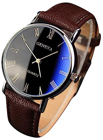 Générique Montre Homme Mode Sport Étanche Analogique Quartz Montres avec Acier Inoxydable Affaires Montre Bracelet en Cuir (A)