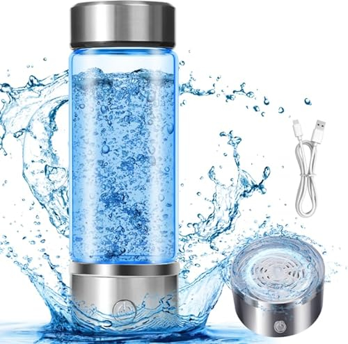 Wasserstoff-Wasserflasche – Wasserstoff-Wasserflaschengenerator, Wasserstoff-Wasser-Maschine verbessern Wasser in 3 Minuten, tragbar & wiederaufladbar für Zuhause, Training, Büro, Geschenk (Silber)