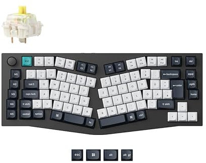 Keychron Q10 Max Alice 75% deutsches DE-ISO-Layout, benutzerdefinierte drahtlose mechanische Tastatur mit Drehknopf, QMK/VIA programmierbar, 2,4 GHz/Bluetooth/verkabelt, Gateron-Banane-Schalter