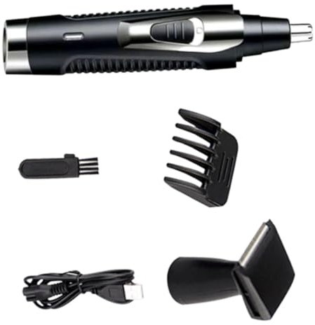 CRILSTYLEO Tondeuse Électrique Multifonction Pour Hommes 1 Ensemble Taille Compacte Inoxydable Rasoir Pour Nez Et Barbe Pratique Voyage Accessoires Inclus