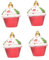 MagiDeal 4 x Weihnachts-Cupcake-Dekorationen, hängender Weihnachtsbaumschmuck, Weihnachtsanhänger, Dessert-Charme für die des Familienfreunds im, Rot