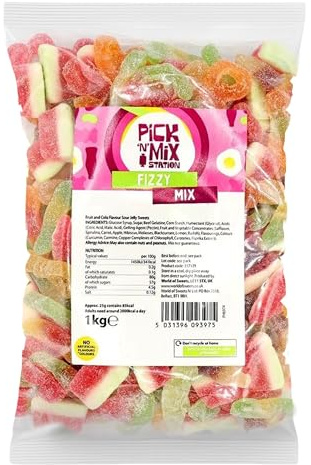 Bonds of London Pick 'n' Mix Station Fizzy Mix, 1 kg (Pack of 1) | Large Retro Chewy Sweets