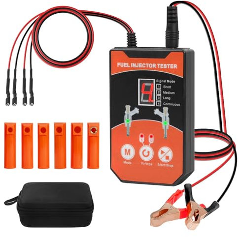 KAISAL Fuel Injector Tester Kit, Fuel Injector Cleaner with 8 Pulse Modes, Test 2 injectors Simultaneously, 6 Injector Cleaner Adapters for 12V/5V Car Motorcycle Injector