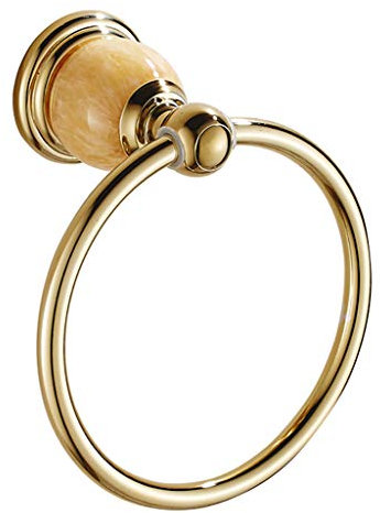 Halter für Handtuchhalter Europäischer Handtuchring, vergoldeter Handtuchring aus Edelstahl, an der Wand montierter Handtuchhalter mit Jadebasis, golden