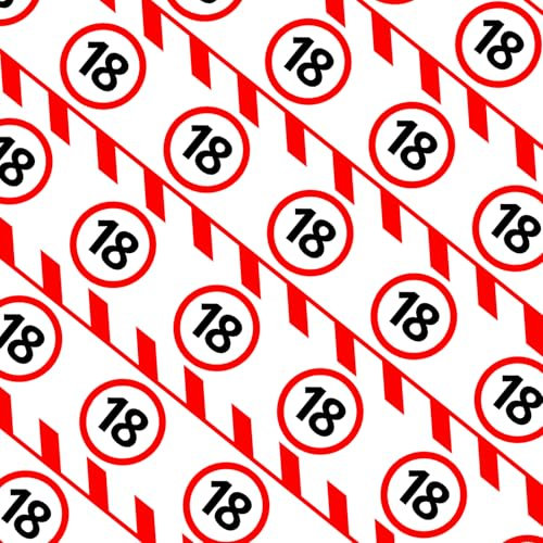 DazzJoy Absperrband 18 Geburtstag Deko, Verkehrsschild Deko 18. Geburtstag Junge Mädchen, 15m Absperrband Geburtstagsdeko 18, Banner 18. Geburtstage Deko Mädchen Jungen, 18 Jahre Party Geschenk