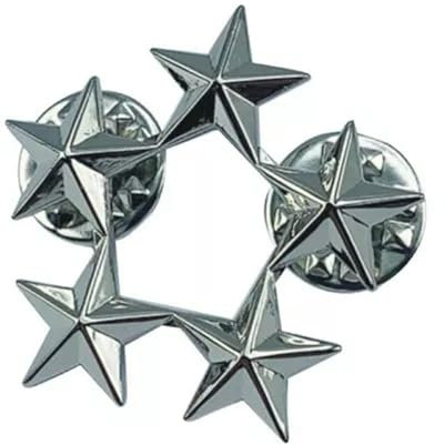Metall-Stern-Anstecknadel, Rangabzeichen, modische Brosche, Anstecknadel, Unisex, 3, Silber