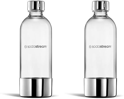 sodastream Bouteille 1L Machine à Eau Pétillante et Soda | Compatible Lave-Vaisselle | Finition Acier Inoxydable (Lot de 2)