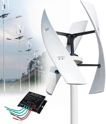 Turbina Eólica Vertical Kit Completo 20000W Generador Viento Jardín Instalacion Eolica Domestica Aerogenerador Eólica Trifásico AC Turbina Eólica de Viento Vertical con Controlador(48V)