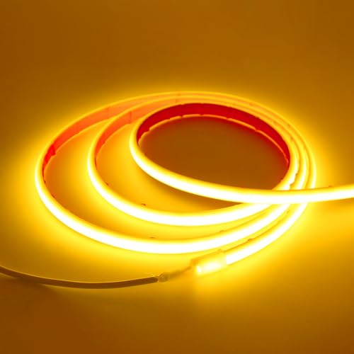 KISUFU Selbstklebend 12V COB, IP68 Wasserdicht 320 LEDs/m Flexibles LED Streifen, 2 PIN Neon LED Strip für nnen und außen Heim Deko Led Beleuchtung.（sin adaptador de alimentación）