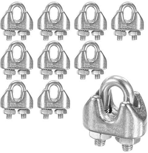 M METERXITY Cable Clamps M2 Stainless Steel 2mm Wire Rope Clip Thimble 10Ps | U Bolt Saddle Fastener for Diameter Cable Rigging/Sailing/Clothesline, Wire Clamps