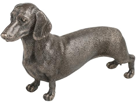 Animal Crackers Dachshund Dog figurine sculpture in solid cold cast bronze, gift boxed, great dog lover gift or collectable