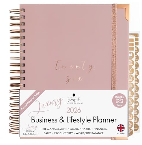 Perfect Planner Company - Agenda 2026 di lusso per affari e stili di vita, pluripremiata agenda settimanale e mensile con tracker di obiettivi e abitudini per organizzare lavoro, vita e aumentare la