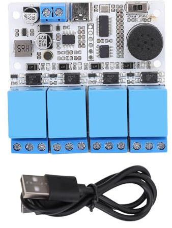 Dpofirs Spracherkennungsrelais mit US516P6 -Chip, Typ C und Schraubenkabel, Audio -Steuermodul mit Jogging- und Selbstverriegelungsmodus für Smart -Home -Geräte (DSTAR-40)