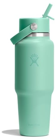Hydro Flask – Wide Flex Straw Travel Bottle 946 ml (32 oz) | Edelstahl, auslaufsicher, passend für die meisten Getränkehalter – Kalt 24 Std. – Wide Mouth – Mermaid Green