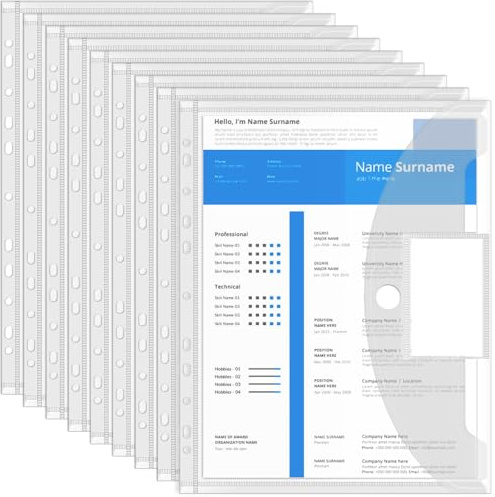 22 Stück Dokumententasche A4, Caianwin Wasserdichte Sammelmappe 11 Löcher Folie Ordner Klett Organizer Dokumente für Schule, Haus, Büro und Reisen