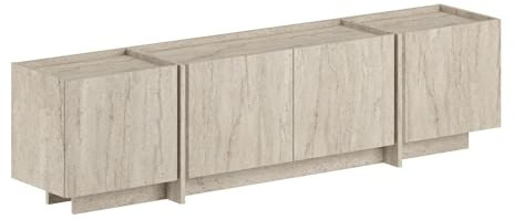 Modernes TV-Möbel, Travertine-Farbe, 180 x 46 x 35 cm | 100% melaminbeschichtete Spanplatte, 18 mm Stärke | Soft-Close-Scharniere, stilvolles Design für Wohnzimmer & Unterhaltungsbereiche