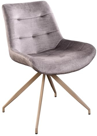 Riess Ambiente Design Stuhl DIVANI - Taupe - Samt - Esszimmerstuhl mit Metallgestell Polsterstuhl
