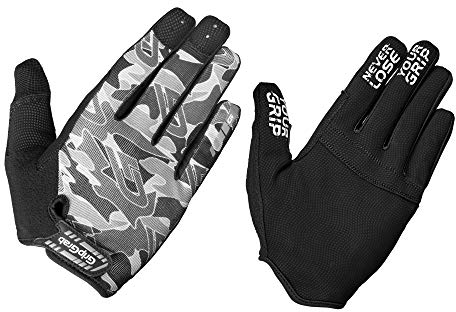 GripGrab Unisex – Erwachsene Rebel Rugged Vollfinger Mountainbike Handschuhe Ungepolsterte Radsport MTB Fahrradhandschuhe mit Klettverschluss Lang, Grau (Camo), XL