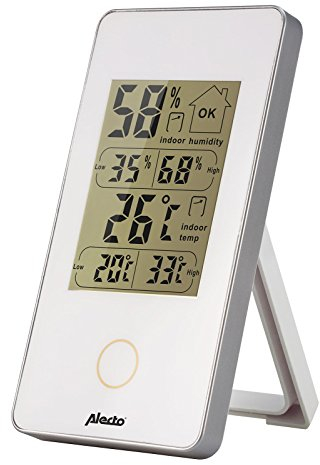 Alecto WS-75 - Digitales Thermometer/Hygrometer, Misst die Temperatur und Luftfeuchtigkeit in Innenräumen, Batteriebetrieben, LCD-Anzeige, Weiß