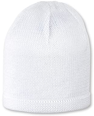 Sterntaler OCS Strickmütze - Klassische Babymütze aus Baumwollgarn (Bio) - Unisex Übergangsmütze ab Geburt - Basic Kopfbedeckung - Beanie Mütze einfarbig - weiß, Größe 45