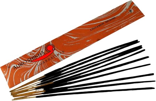 Auroshikha Räucherstäbchen - Indische Aromadüfte, Cinnamon Incense | Handgefertigte Räucherstäbchen, 10 g Packung, traditionelle Herstellung, sozial verantwortlich, aus dem Sri Aurobindo Ashram.