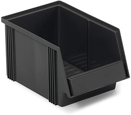 Treston 1930-4ESD Sichtlagerkästen stapelbar für Industrie Lagersystem, schwarz 186 x 300 x 156 mm